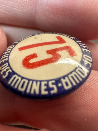 Vintage Equitable Life of Iowa Home Office Des Moines 75 Pin Button