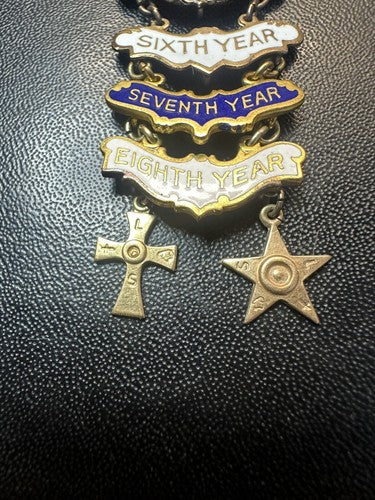 United Methodist Sunday School Attendance Pin Cross and Crown 1-8th Years 10k