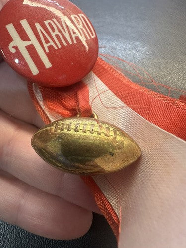 Antique HARVARD 1930s 40s Football Team Pinback Button FOOTBALL