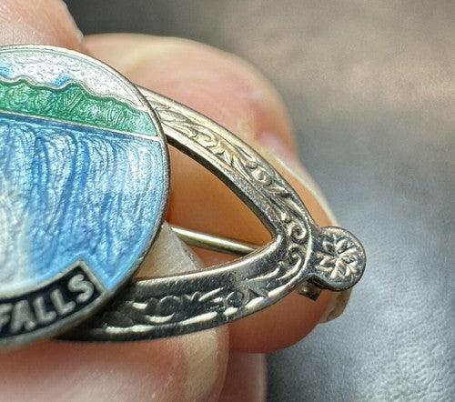Antique Art Nouveau Niagara Falls Enamel Pin Brooch Souvenir