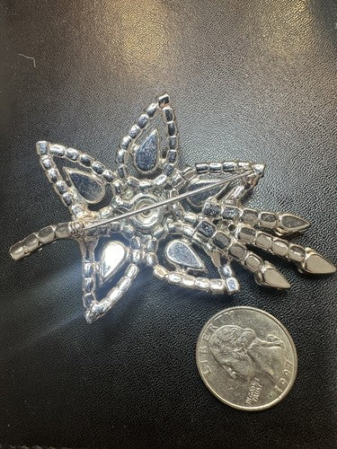 Vintage Rhinestone Statement Brooch Signed GORGEOUS Unsigned Kramer Floral Spray