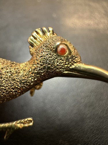 VINTAGE ROAD RUNNER STERLING SILVER 925 BROOCH PIN RETRO GOLD TONE