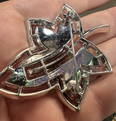 Trifari Alfred Philippe Crystal Rhinestone Leaf Vintage Brooch Pin Maple Ivy