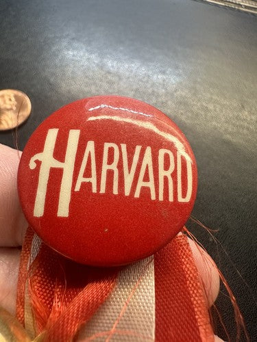 Antique HARVARD 1930s 40s Football Team Pinback Button FOOTBALL