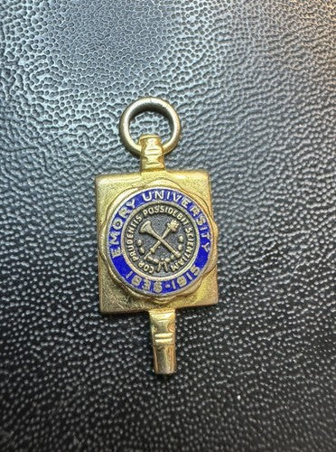 Vintage Emory University Key Fob Charm Pendant Gold Tone