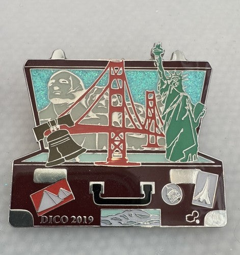 4x Destination Imagination DI Trading Pin 2019 Colorado Suitcases Continents USA