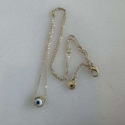 Baublebar Evil Eye Pendant Necklace Gold Tone Bauble Bar 17” Extender NWOT $38
