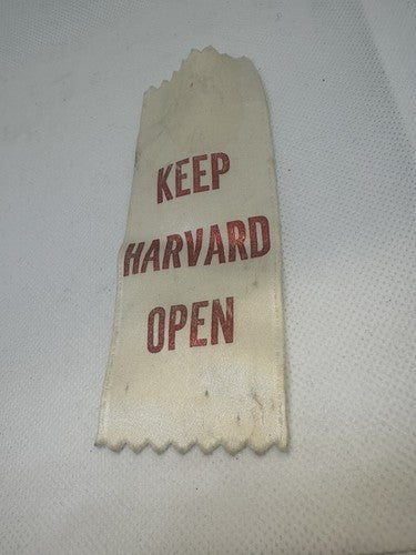 1969 Vietnam Strike Anti-SDS Keep Harvard Open Ribbon University College
