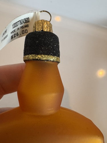 NWT- Glass Tequila Bottle Christmas Tree Ornament Orange Glitter Agave Mexico