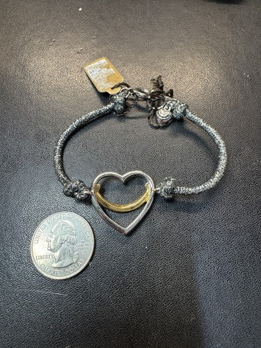 Juicy Couture Pave Crystal Heart Sparkly String Bracelet New with Tags