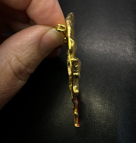 Vintage Gold Tone JJ Jonette Cat Christmas Wreath Holiday Brooch Pin