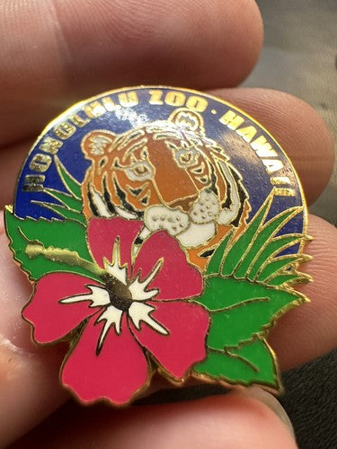 Honolulu Zoo Collectible Lapel Pin Tiger Hibiscus