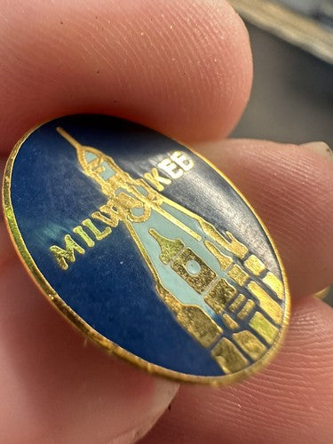 Vintage Milwaukee City Hall Wisconsin Enamel Tie Tack Lapel Pin