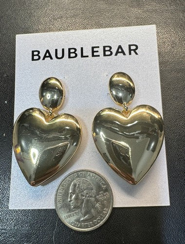 Womens Baublebar Dangle Heart Earrings Gold Tone Bauble Bar Sheri