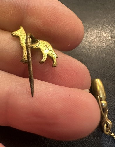 Vintage German Shepherd Dog Ascot Tie Guard Tie Tack Pin Hickok ~ 1930s