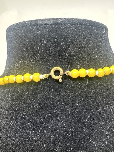 Vintage Glass Murano Yellow Flower Necklace - Beautiful!
