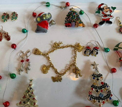 Lot Vintage To Now Christmas Pins Brooch Earrings Lot Signed Avon Hallmark 49pc