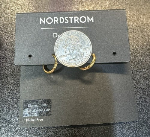 Nordstrom Everyday 14k Gold Over Sterling Silver Huggie Hoop Earrings NWT 1/2”