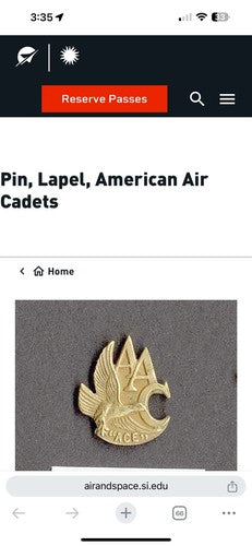 VTG Anerican Air Cadets “ACE” Lapel Pin Pinback AAC