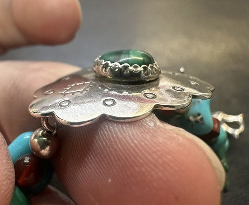 Carolyn Pollack Sterling Silver Multi Gemstone Concho Fetish Bracelet Beautiful!