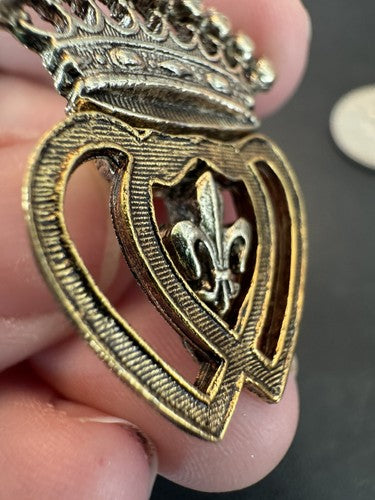 VTG LUCKENBOOTH ART ARTHUR PEPPER HERALDIC PIN HEART CROWN FLEUR-DE-LIS BROOCH