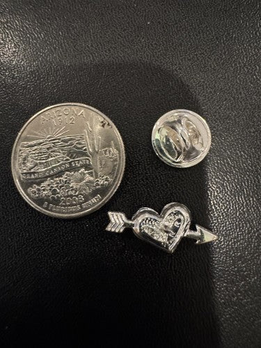 Vintage Avon Pink Rhinestone Heart Pin Brooch Cupid Arrow Love Lapel Tie Vest