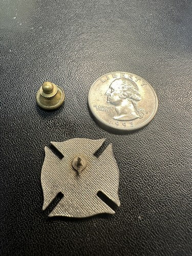 Vintage Fire Department FD Maltese Cross Enamel Lapel Pin Tie Tac/Tack