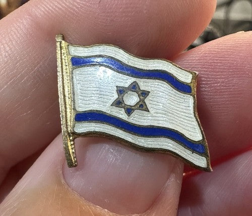 ANTIQUE Zionist Movement Israel Flag Pin Jewish Judaica RARE