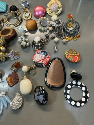 Vintage Modern Mixed Lot Single Clip on Earrings Wear Craft Repurpose 60+