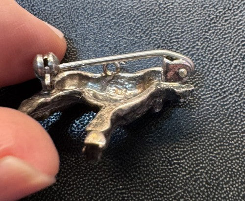 925 Sterling Silver Marcasite Sparkle Small Poodle Dog Pin Brooch Pendant