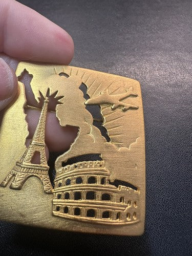 Vintage JJ Jonette Eiffel Tower Colosseum Statue of Liberty Pewter Brooch
