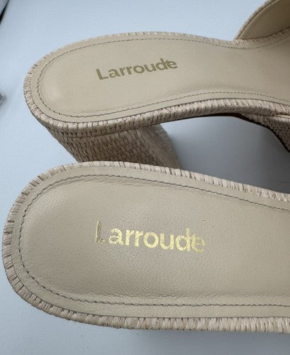 Larroude Dolly Slip On Platform Mules Raffia - Size 8 - $315 - Gorgeous!