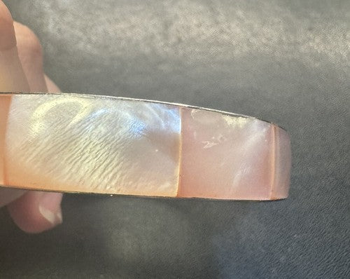 GORGEOUS PINK SOUTHWESTERN NATIVE AMERICAN MOTHER OF PEARL INLAY .5” BRACELET
