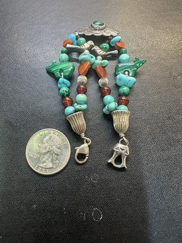 Carolyn Pollack Sterling Silver Multi Gemstone Concho Fetish Bracelet Beautiful!
