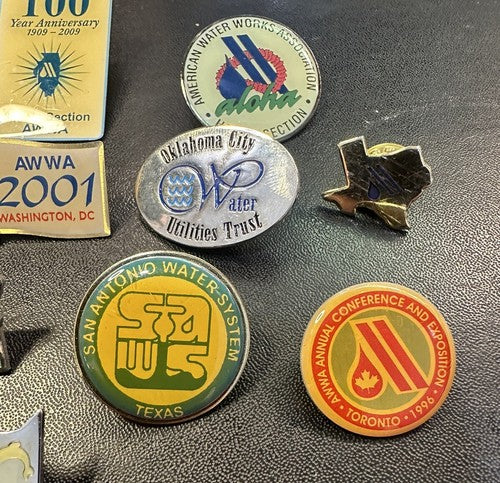 Vintage AWWA Conference Lapel Pin Lot Utilities American Water Works Association