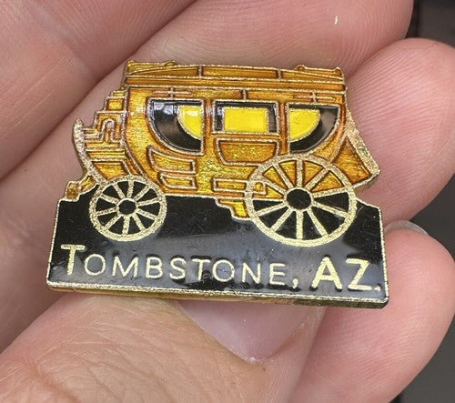 VTG Tombstone Arizona Stagecoach Carriage Wagon AZ Lapel Pin