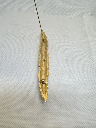 Big VTG 90s Karl Lagerfeld Gold Wheat Bar Brooch Pin 4.75” Runway Couture