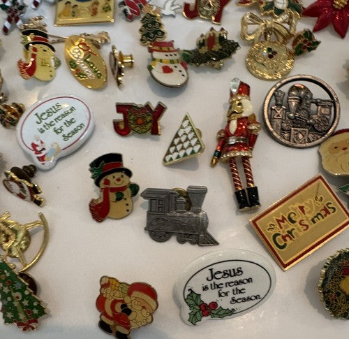Christmas Lapel Flat Brooch Pin Lot Vintage to Modern 65 pcs