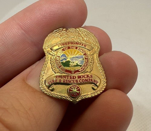 Painted Rocks Fire & Rescue Company Montana Vintage Firefighter Badge PIN