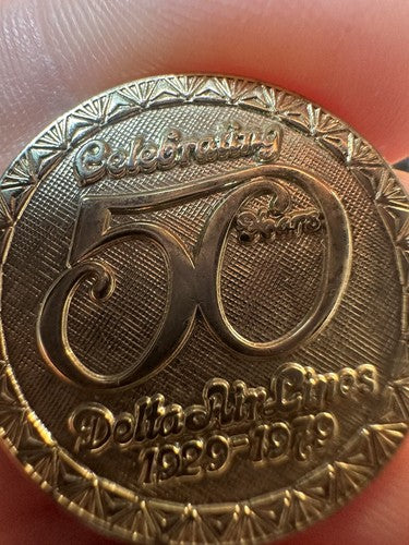 Delta Air Lines 1929-1979 Celebrating 50 Years Gold Tone Commemorative Pin