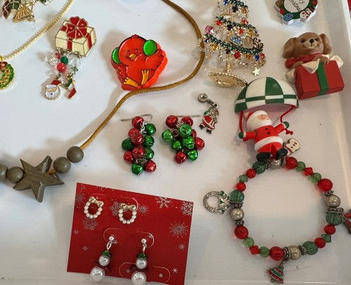 Lot Vintage To Now Christmas Pins Brooch Earrings Lot Some Signed 53pcs.