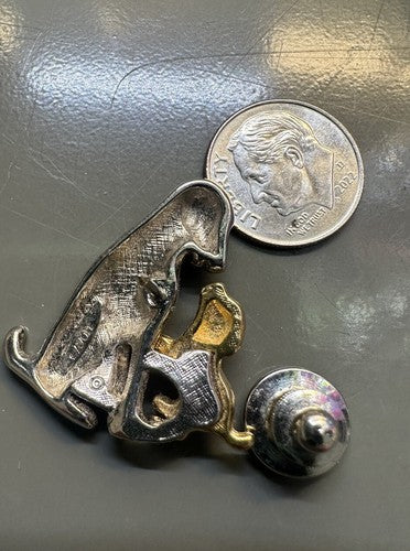 Vintage Two Tone Avon Dalmatian Dog And Pup Brooch Pin Gold Silver Tone Puppy