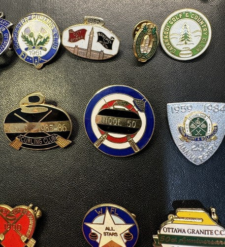Job Lot 17 Bundle Vintage Curling Club Pin Badges Collection 1950s - 2010s