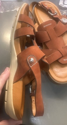 Geox Respira Sandals Brown Leather Open Toe Slingback Size 38 / 7.5