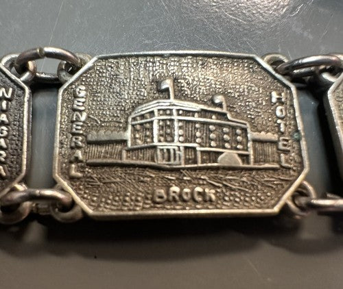 Vintage Post 1930 Canada Niagara Falls Bracelet Silver Tone Non-magnetic 6.75”