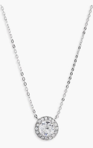 Nordstrom Silver Halo Pendant Cubic Zirconia Necklace NWT
