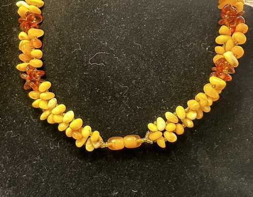 Vintage Baltic Honey Egg Yolk Amber Bead Necklace with Inclusions 19 Inches 36g