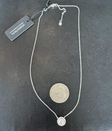 Nordstrom Silver Halo Pendant Cubic Zirconia Necklace NWT