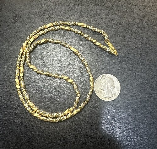 Vintage Napier Textured Twist Necklace 4mm Ball and Link GoldTone Signed 24.5”