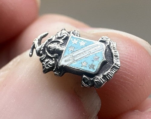 Vintage Phi Delta Theta Crest Silver Enamel Lapel Pin Non-Magnetic